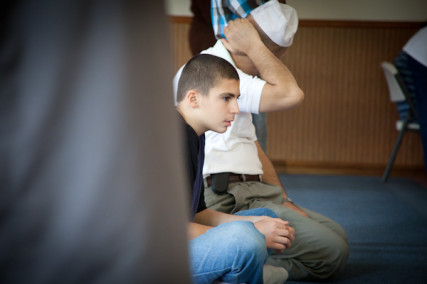 Omar Bkdadi pray toward the direction of Kabah in Mecca during 1:30 prayer at the Islamic Society of Greater Kansas City on Tuesday afternoon, June 26, 2012.  RNS photo by Sally Morrow