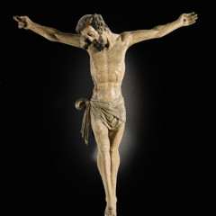Property from a Flemish Private Collection, Netherlandish, Limburg, Mid-16th Century. Corpus Christi, polychromed wood and metal. Photo courtesy Sotheby's London