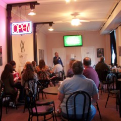 Christ Community Church in Waterbury, Conn., sponsored a Lifetree Cafe to provide people with a safe space to talk about tough issues. RNS photo by Ann Marie Somma.